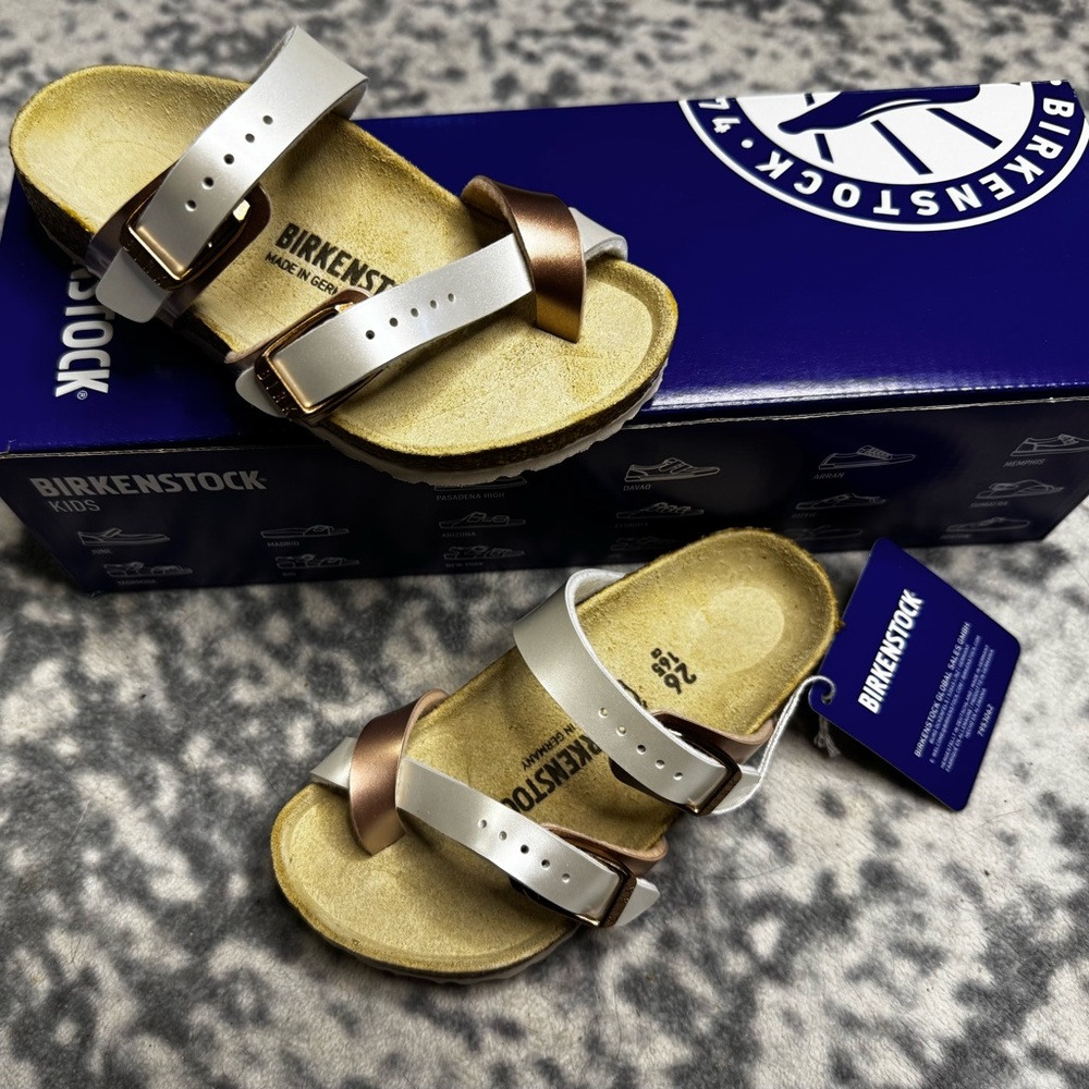 Birkenstock Kids Sandals - Metallic Silver and Copper